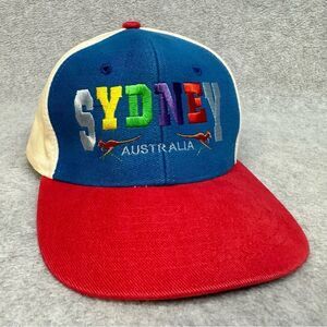 Sydney Australia Hat Cap OSFA Red Blue Colorblock Kangaroo Travel Colorful Fun